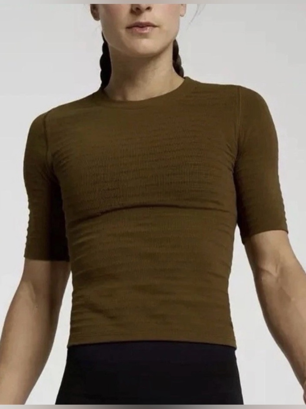 CALIA Women’s Medium Olive Green Textured Short Sleeve Workout Top